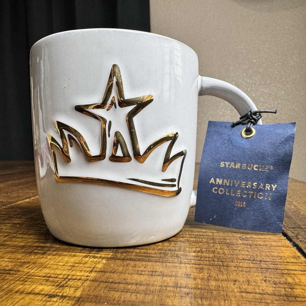 Starbucks Collection 2016 Anniversary Gold Crown Coffee Tea Ceramic Mug Cup
